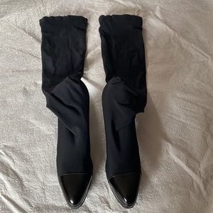 CHANEL VINTAGE RARE MODEL ELASTIC PULL ON STYLE BOOTS